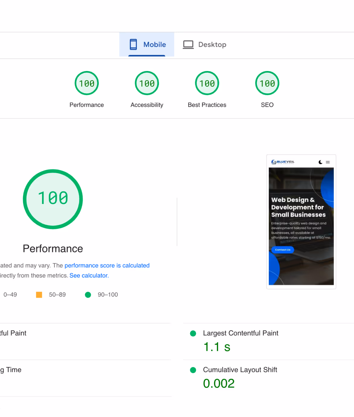performance score